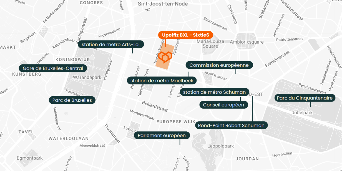 carte Upoffiz BXL - Sixtie6 - bureau Quartier européen Bruxelles