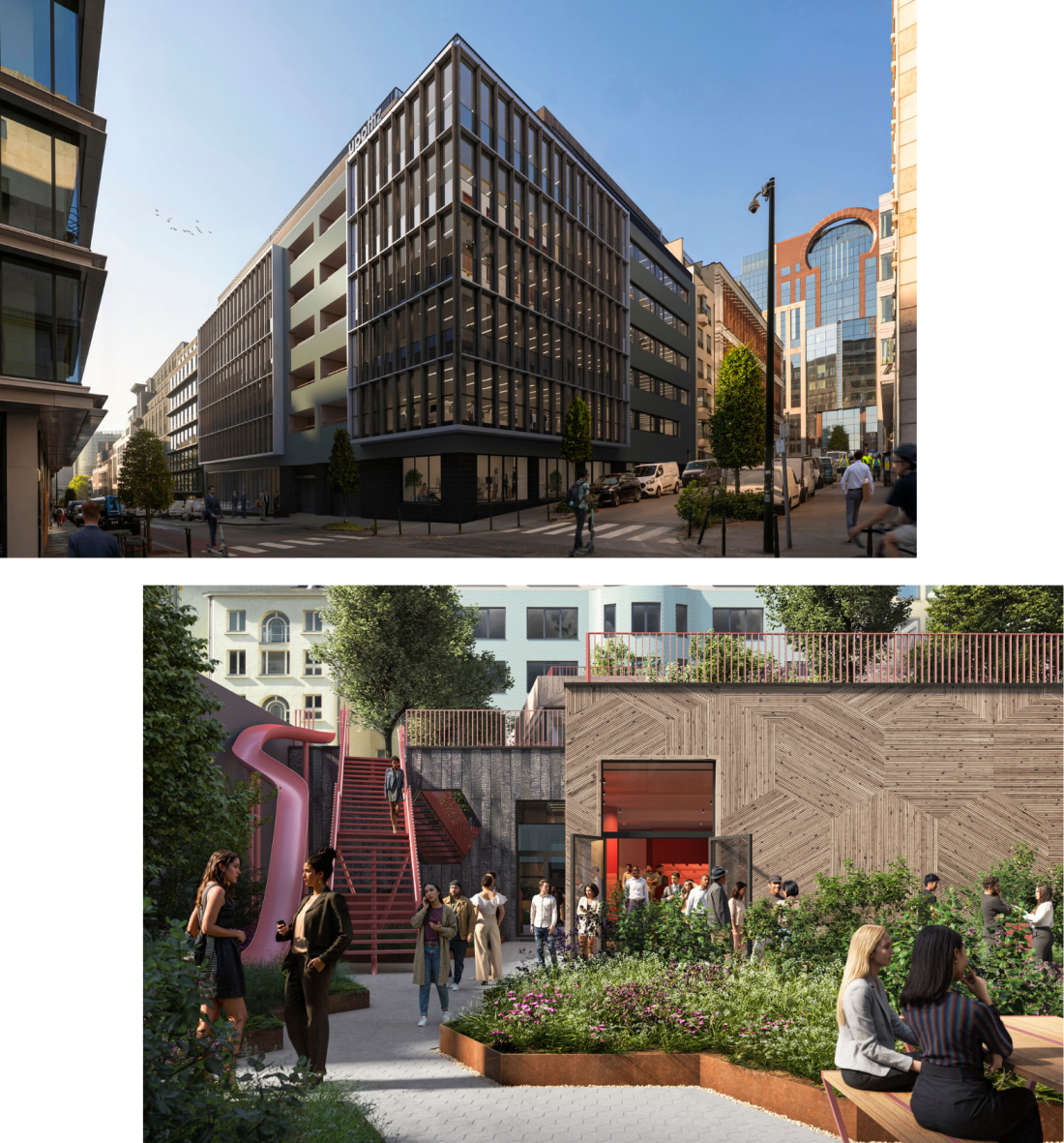 Foto's van het investeringsproject Upoffiz BXL - Sixtie6 kantoren in de Wetstraat in Brussel.